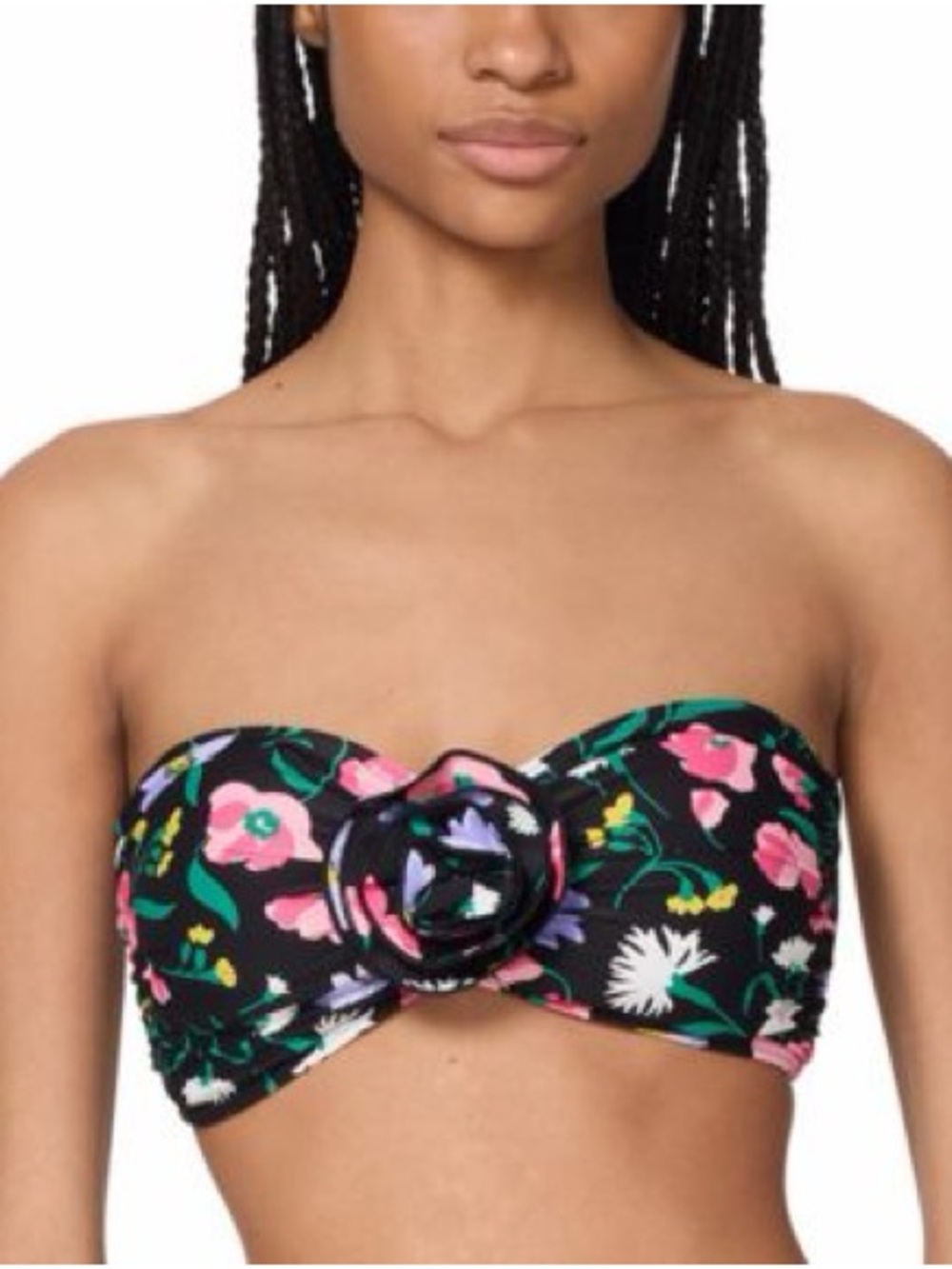 NWT SIZE S kate spade Black Floral Strapless Bandeau with Center Ring